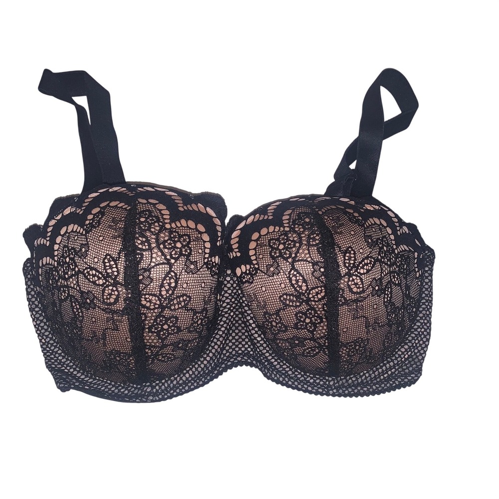 Fredericks of Hollywood Julianne Balconette Bra Black Lace 32DD NWT